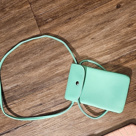 Set of Three Mini Crossbody Phone Holder Bags - Black, Peach, and Mint - Picture 4 of 5